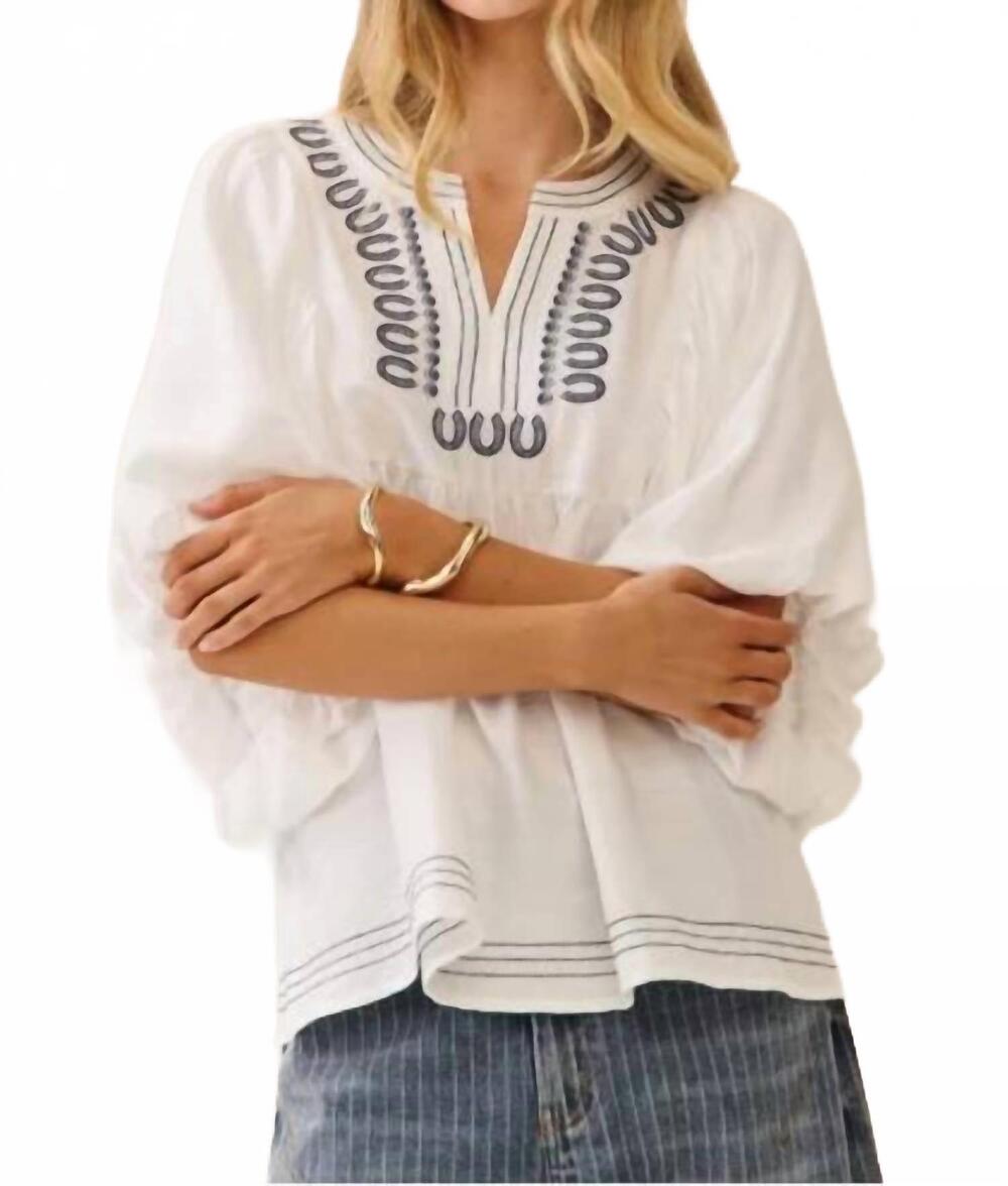 NEW ODDI embroidered v-neck top in white